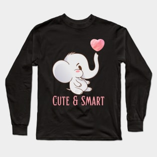 Cute and Smart Cookie Sweet little elephant heart cute bright kids and animals Long Sleeve T-Shirt